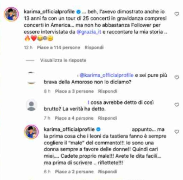 messaggio di karima ad alessandra amoroso 