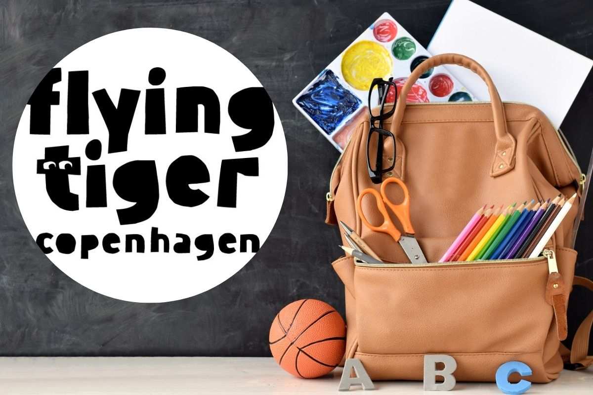 materiale per la scuola e logo